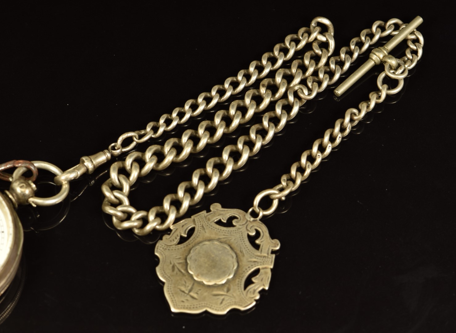 Two open faced pocket watches Paxman's Acme of Tewksbury silver example on silver chain with fob and - Image 3 of 5