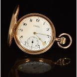 H Samuel of Manchester 9ct gold keyless winding full hunter pocket watch with inset subsidiary