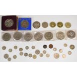 A collection of Victorian and other silver coins to include an 1890 double florin together with some