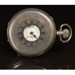 James Walker of London hallmarked silver keyless winding half hunter pocket watch with inset