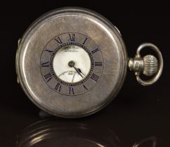 James Walker of London hallmarked silver keyless winding half hunter pocket watch with inset