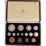 1937 George V cased specimen set of 15 coins including Maundy examples