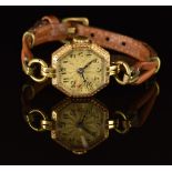 Rolex 18ct gold ladies wristwatch with blued Breguet hands, black Arabic numerals, gold dial,