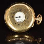 J W Benson of London 9ct gold keyless winding half hunter pocket watch with inset subsidiary seconds