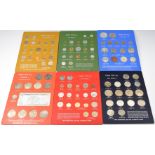 Six United Nations FAO Money Food For All coin sets comprising 1, 1A, 2, 2A, 3 and 4, together
