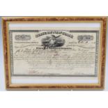 American Civil War interest $2,000 framed State of New York Controller's Revenue Bond dated