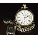 Kendal & Dent hallmarked silver keyless winding open faced pocket watch with subsidiary seconds