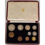 1937 George V cased specimen coins (no Maundy examples)