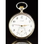 Zenith Grand Prix for N Holmkvist of Stockholm silver keyless winding open faced pocket watch with