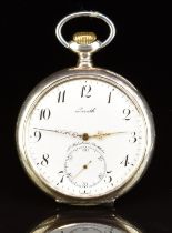 Zenith Grand Prix for N Holmkvist of Stockholm silver keyless winding open faced pocket watch with