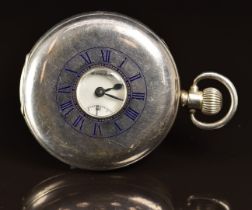 James Walker of London hallmarked silver keyless winding half hunter pocket watch with subsidiary