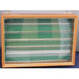 Glazed wall mounted display cabinet, with five glass shelves, 66 x 46 x 12cm