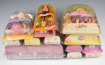 A collection of thirteen New Moons and Chad Valley Sindy dolls, all in original unopened packaging.