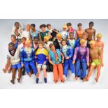 Twenty-four male Barbie dolls by Mattel, mostly 1980's, to include Ken, Steven, Derek etc.