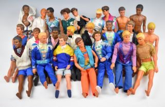 Twenty-four male Barbie dolls by Mattel, mostly 1980's, to include Ken, Steven, Derek etc.
