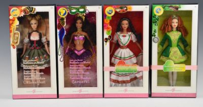 Four Mattel Barbie dolls from the Pink Label 'Festivals of the World' collection comprising Carnaval