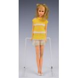 Barbie 'Francie' doll by Mattel with vintage yellow/white knitted dress and white shoes, c.1967,