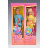 Two Hasbro Sindy dolls c.1987 comprising Super Cool Sindy 8170 and Super Cool Paul 8075, both in