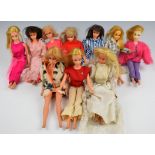 A collection of ten 1970's Mattell Barbie dolls to include Living Barbie, Quick Curl, Malibu and