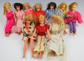 A collection of ten 1970's Mattell Barbie dolls to include Living Barbie, Quick Curl, Malibu and
