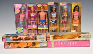 Ten Mattel Barbie dolls from the Rio de Janeiro, Califonia Girl and Boutique collections, all in