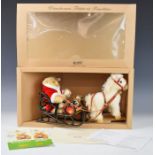 Steiff Father Christmas Teddy Bear with Pony Sledge, limited edition 1381 of 4000, 35cm long, in