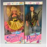 Two Hasbro Sindy dolls c.1989 comprising Smash Hits Sindy 8470 and Smash Hits Paul 8475, both in