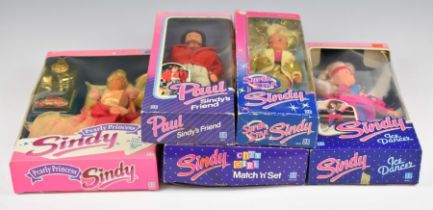 Five Hasbro Sindy dolls dating to the late 1980's comprising Ice Dancer 8080, City Girl Mix 'n'