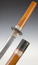Japanese Meiji period katana Samurai sword with pierced tsuba, embossed figural decoration to the