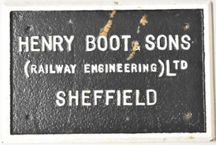 Henry Boot & Sons (Railway Engineering) Ltd, Sheffield cast iron maker's plate, 20 x 30cm