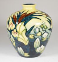 Moorcroft pottery baluster vase decorated in the Bullrush pattern, 1995, height 17.5cm