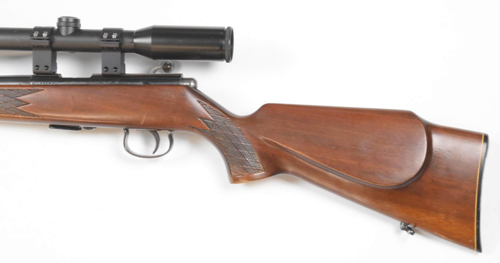Anschutz .22 bolt-action rifle with chequered semi-pistol grip and forend, raised cheek piece to the - Image 7 of 9