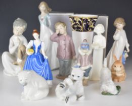 Lladro, Nao, Royal Worcester, Copenhagen, Royal Doulton and Villeroy and Bosch figures and a
