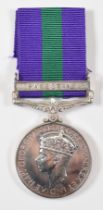 British Army George VI General Service Medal with clasp for Palestine named to 6283413 Pte E J Pugh,
