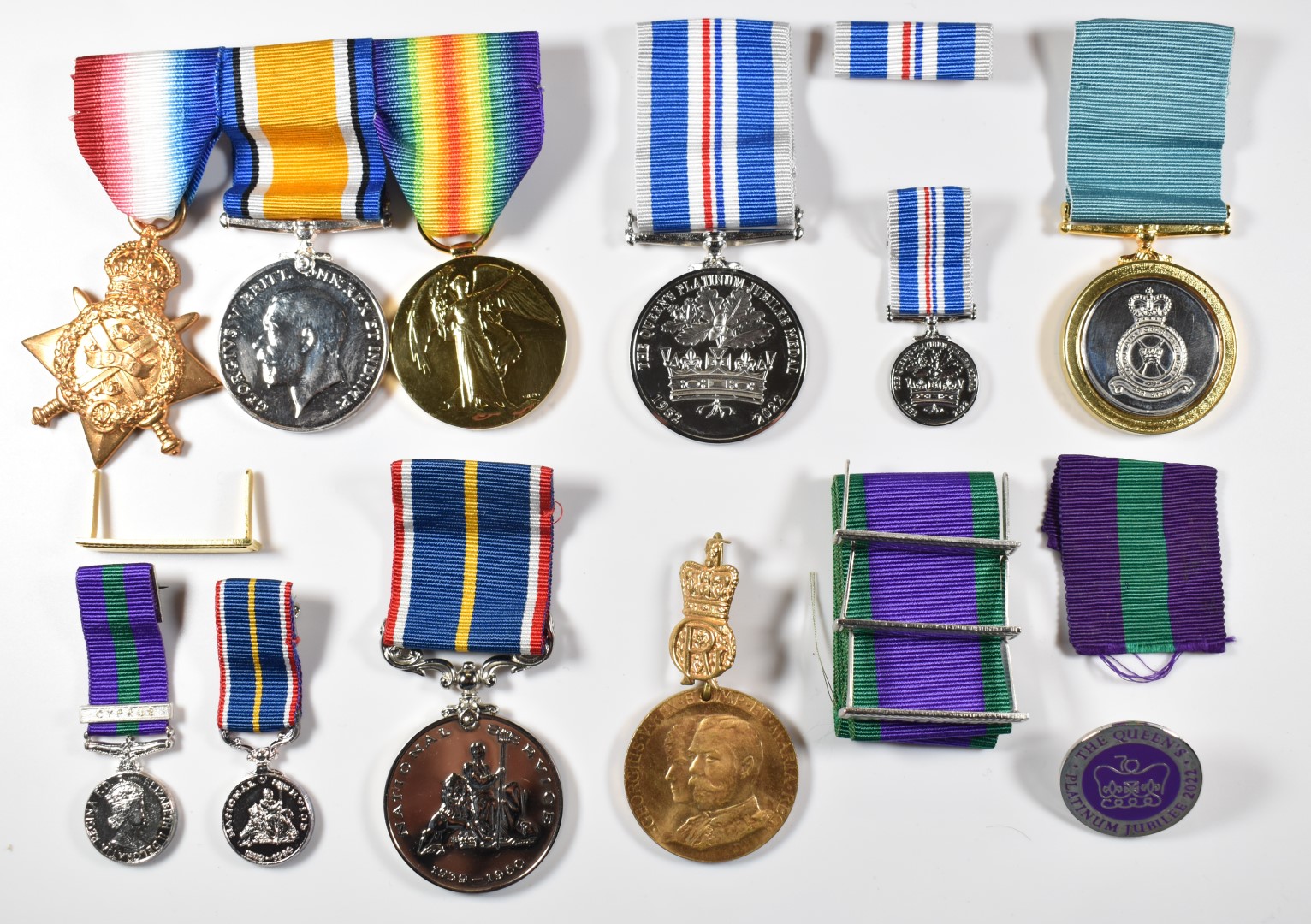 British Army WW1 replacement medals comprising 1914 Star, War Medal and Victory Medal, named to 1357