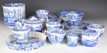 Spode dinner, tea and decorative ware decorated in the Italian pattern, includes teapot, flan dish