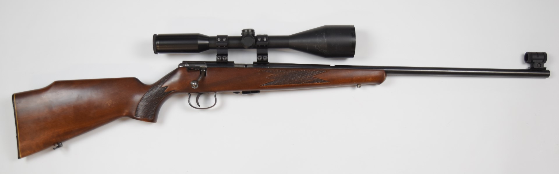 Anschutz .22 bolt-action rifle with chequered semi-pistol grip and forend, raised cheek piece to the - Image 2 of 9