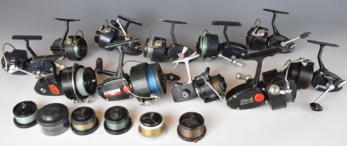 Ten Mitchell fixed spool fishing reels, model numbers include 304, 306, 302, 410, 300A, 4410 etc and