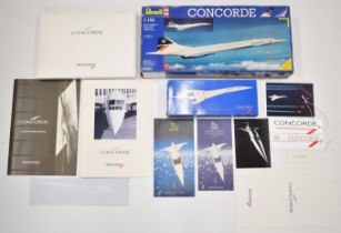 Concorde flight pack including certificate, menu, information brochure etc, together with a Revell