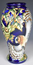 Moorcroft pottery limited edition 40/100 vase by Philip Gibson for Piggy Bank Kids, with owl