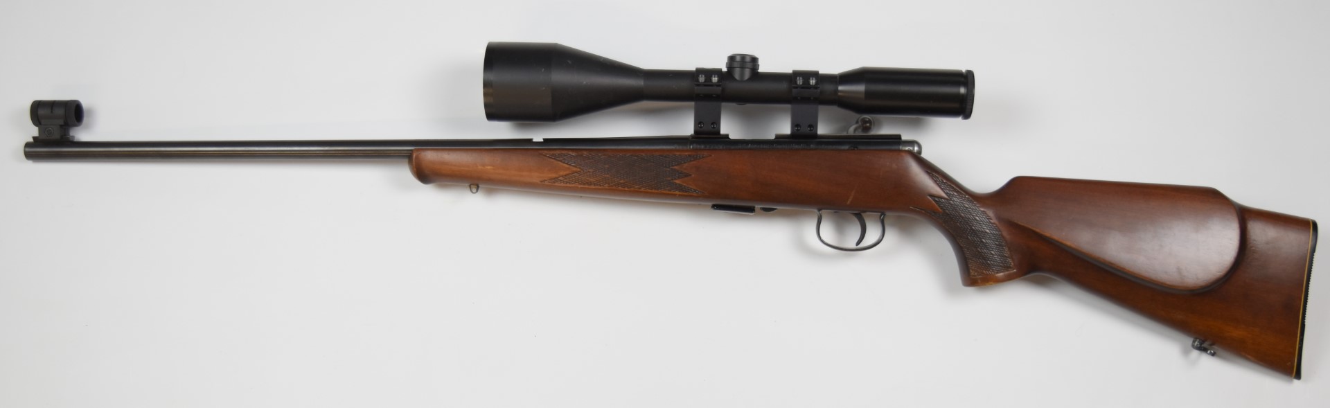 Anschutz .22 bolt-action rifle with chequered semi-pistol grip and forend, raised cheek piece to the - Image 6 of 9