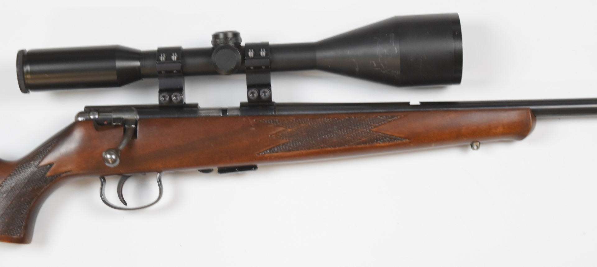 Anschutz .22 bolt-action rifle with chequered semi-pistol grip and forend, raised cheek piece to the - Image 4 of 9