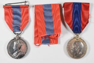 Two George V Imperial Service Medals named to Thomas Russell and John Jones (cased)