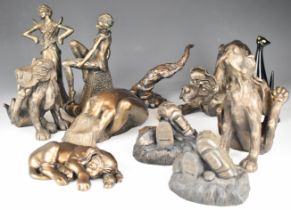 Collection of figures of dogs, nudes, Cmielow cat, most by Frith and Collectible World Studios,
