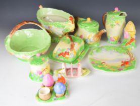 Royal Winton / Grimwades Art Deco tea, breakfast and decorative ware decorated in relief with the