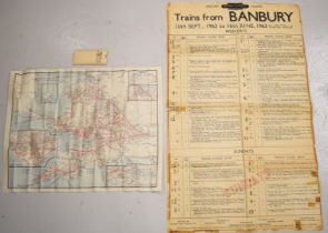 British Railways trains from Banbury 1963 poster, 98 x 59cm together with Great Western Railway