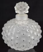 Lalique Cactus frosted glass scent or perfume bottle, signed 'Lalique France' to base, 14cm tall.