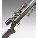 CZ American 452-2E ZKM .22 bolt-action rifle with composite stock, semi-pistol grip, leather