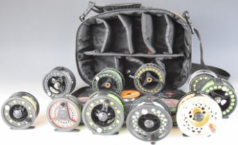 Vision canvas fly fishing reel sectioned bag with reels, spools and line including Fisker Compo