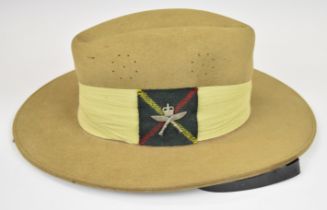 British Army Gurkha Rifles 'slouch' hat with Pagri badge and Lt QGO Limbj D Coy to sweatband